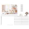 VASAGLE KAILYN Collezione - Tavolo da Toeletta con Specchio LED e Multipresa, Tavolo da Trucco, 9 Lampadine, 8 Cassetti, 3 Ripiani, Illuminazione a 3 Colori, in Linea o a L, Bianco Nuvola RDT140WB01