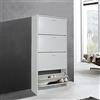 Dmora Scarpiera Lineare A Quattro Ante A Ribalta, Made In Italy, Cm 63 X 24 X H150, Colore Rovere Sbiancato