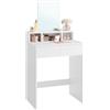 VASAGLE KAILYN Collezione - Toeletta con Specchio Grande, Postazione Trucco con 2 Cassetti e 3 Scomparti, Tavolo da Trucco, Stile Moderno, 40 x 60 x 127 cm, Bianco RDT103W01