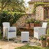 Dmora Salotto da Esterno Jupiter, Set da Giardino con Cuscini, Salottino Indoor e Outdoor Effetto Rattan, 100% Made in Italy, Bianco