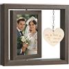 Aolso Cornice Foto in Legno 10x15cm,6 Pollici Cornice Foto in Legno con Ciondolo,Rotante Portafoto Multiplo da Tavolo per 2 Foto,Cornici Vintage Piccole per Famiglia,Portafoto Personalizzato-Nozze