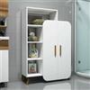 Dmora - Credenza Capella, Buffet da soggiorno, Madia da salotto, Dispensa da cucina, 90x32h132 cm, Bianco
