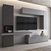 Dmora Parete Attrezzata Molucche Nero Antracite 9 Ripiani 2 Cassetti, Mobile Soggiorno Modulabile