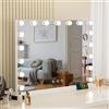 Teousev Hollywood Specchio Trucco con luci, Specchio Trucco con 17 lampade LED, Illuminato Specchio da Tavolo con 10x ingrandente, 80x60cm