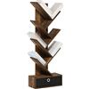 Furinno Tree Libreria Libreria ad albero da terra a 7 livelli con cassetto portaoggetti, Pino Ambrato/Nero