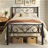 VASAGLE Struttura Letto Singolo, Letto a Doghe in Metallo per Materassi di 190 x 90 cm, per Stanza di Ospiti, Montaggio Facile, per Spazi Piccoli, Nero Inchiostro RMB061B01