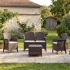 Dmora - Set Salotto da Esterno Urano, Set da Giardino con Cuscini, Salottino Indoor e Outdoor Effetto Rattan, 100% Made in Italy, Marrone