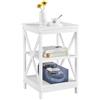 Yaheetech Tavolino Basso da Salotto Bianco Tavolino da caffè a 3 Ripiani Design Moderno a Forma X Comodino da Camera da Letto Soggiorno 40 x 40 x 61 cm