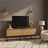 Dmora - Mobile porta TV Eos, Credenza da soggiorno, Armadio basso per TV, Base parete attrezzata, 140x40h50 cm, Noce e Nero