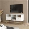 Dmora - Mobile Porta TV Jolie, Credenza da Soggiorno, Armadio Basso per TV, Base Parete attrezzata, 117x39 h61 cm, Bianco