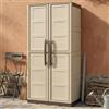 Dmora - Armadio da esterno Avelgem, Armadio balcone multiuso, Mobile porta scope 2 ante, 100% Made in Italy, 70x47h178 cm, Beige e Marrone, Finitura quadri