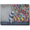 Giallobus - Quadro - Banksy - Bambino apre il sipario - Tela Canvas Telaio Premium Alto Spessore - 100x70 - Pronto da appendere - Quadri moderni per la casa