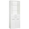 Composad | Libreria Alta della Linea DISEGNO con 2 Ante, 2 cassetti e 3 Vani, Libreria Scaffale Moderna, (LxAxP) 81,60x217,50x35,70 cm, Bianco Laccato, Ufficio, Soggiorno, Studio Made in Italy