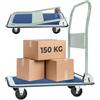 tectake® Carrello con ruote portatutto 73x47x83 cm Carrello Portapacchi Pieghevole in Acciaio con Pianale Portapacchi, Carico Max 150 kg, Maniglia, 2 Ruote Fisse e 2 Ruote Girevoli, Ideale Magazzino