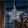 COM-FOUR® deco LED star Christmas - Stella decorativa natalizia da appendere - Stella di Natale in metallo con paillettes - Appendino decorativo