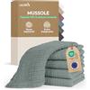 Laleni Mussole Neonato 70x70cm Set da 5 - Asciugamani in Cotone Morbido per Pelli Sensibili - Lavette Extra Assorbenti, Quadrati Verde