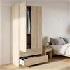 Dmora Guardaroba 2 Ante Burbank 52x180h cm Marrone Rovere Appendiabiti 2 Cassetti, Armadio Camera da Letto Apertura Battente