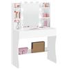 Yaheetech Toeletta Trucco con 10 Luci LED 3 Colori Regolabili e 9 Modalità di Illuminazione Tavolo da Trucco con Specchio in Vetro Temperato 1 Cassetto Grande e 5 Mensole (Bianco)