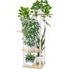 Bamworld Porta Piante da Interno ed Esterno a 4 Ripiani - Fioriera in Legno e Metallo, Scaffale Moderno Salvaspazio per Vasi e Piante, Porta Vasi Decorativo per Giardino, Balcone, Soggiorno