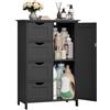 VASAGLE Mobile da Bagno, Mobiletto per Bagno Stretto, Organizzatore, Cassettiera, con 4 Cassetti, Anta, Ripiano Regolabile, 30 x 55 x 82 cm, Nero Inchiostro LHC041B02