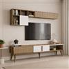 Dmora - Parete attrezzata Kepler, Composizione Soggiorno, Mobile Salotto Multiuso, Armadio Porta TV, 180x35 h40 cm, Noce e Crema