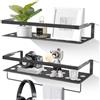 Uten 2 Pezzi Mensole da Muro Metallo, 40CM Lungo Mensole da Parete con Portasciugamani, Design Moderne, Per Cameretta Cucina Salotto Bagno
