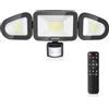 MEIKEE 42W Faretto con Sensore di Movimento 3600LM 6500K Bianca Fredda IP66 Impermeabile con Telecomando 10 Luminosità 4 Modalità 3 Timer Faro led da Esterno per Giardino Cortile Garage