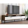 Dmora - Mobile porta TV Eltanin, Credenza da soggiorno, Armadio basso per TV, Base parete attrezzata, 47x35h180 cm, Noce e Bianco