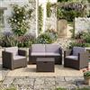 Dmora - Set salotto da esterno Kuiper, Salottino outdoor, Set da balcone o giardino, Composizione soggiorno per esterni, Made in Italy, Marrone