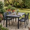 Dmora - Tavolo da esterno Portici, Ripiano rettangolare da pranzo, Tavolo da giardino multiuso effetto rattan, 100% Made in Italy, 150x90h72 cm, Antracite