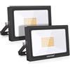 MEIKEE Faretto LED da Esterno, 35W, 3000LM, Faretti a LED per Esterni Impermeabile IP66, Potenti luci 42 LED Interna ed Esterna 2700K Bianco Caldo Per Giardino Cortile Garage Piazza - 2 Pezzi
