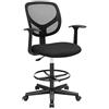 SONGMICS Sedia da Ufficio, Sedia a Rete Girevole, Altezza e Poggiapiedi Regolabili, Sedia da Pittura, Ergonomica, con Braccioli, Capacità di Carico 120 kg, Nero OBN25BK