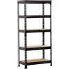 Yaheetech Scaffale Metallo Garage 70×30×150 cm Scaffalatura di Stoccaggio a 5 Ripiani Regolabili Montaggio Facile Senza Bulloni Portata 130 kg per Ripiano per Magazzino Cantina Officina Nero
