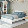 Dmora - Testiera Letto Yuma con 2 Comodini, Set per Camera da Letto, 266x34h89 cm, Bianco e Rovere