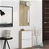 Dmora Mobile da Ingresso Benguela 54x28x181h cm Marrone Rovere Paia Cassetti, Ripiani