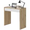 Dmora - Scrivania Fresno, Scrittoio lineare con cassetto, Tavolo da studio o ufficio porta PC, 82x40h77 cm, Rovere nodi e Bianco