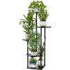 Bamworld Porta Piante da Interno ed Esterno a 5 Ripiani Nero- Fioriera in Legno e Metallo, Scaffale Moderno Salvaspazio per Vasi e Piante, Porta Vasi Decorativo per Giardino, Balcone, Soggiorno