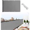IlGruppone Telo Copribalcone Tinta Unita 90 x 500 Cm HDPE UV Frangivento con Occhielli - Schermo Privacy Terrazzo Frangivista Recinzione Copri Ringhiera Balconi Antipioggia (con Corda, Grigio)