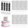 URAQT Metallico Candeline, 24 Pz Torta Compleanno Ondulate Sottile Candele con Supporti, Candele Compleanno Candeline Torta Decorazioni per Feste, Accessori per Feste(Nero)