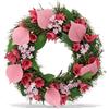 COM-FOUR® Ghirlanda per porta a primavera con fiori e foglie di legno - Ghirlanda decorativa da tavolo - decorazione a ghirlanda con gancio - Diametro ca. 30 cm