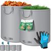 KESSER® Set di sacchi per foglie Sacco per rifiuti da giardino incl. Guanti, Robusto e pieghevole, Sacchi per foglie e l'erba tagliata Sacchi per rifiuti da giardino, 4x 500 Litri, Grigio