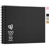 Vienrose DIY Scrapbook Album 20,5x28 cm Copertina Rigida Carta Kraft Scrap Book Album Fotografico con 50 Fogli (100 Pagine) Bianche per Matrimonio Baby Shower Famiglia Anniversario, Nero