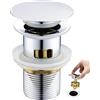 kelleria Piletta Universale Per Lavabo Bagno,Piletta Click Clack con Troppopieno, Pilett Pop Up Di Scarico Universale G1 1/4", per Lavello Con Gomma Ispessita, Cromata