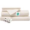 Ferò Completo Letto, Lenzuola Una Piazza e Mezza Cotone di Lusso 4 Pezzi, Proteine della Seta, Lenzuolo Angoli 140x200, 2 Federe 50x80, Design Italiano, Raso di Cotone 300TC OekoTex, Bianco Avorio