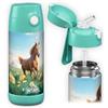 Jarlson® Borraccia Termica Bambini 350ml CHARLI [CON CANNUCCIA] - Bottiglia Acciaio Inox - Termos per Bambini e Bambine - Mantiene Freddo - Senza BPA - Ideale per Scuola, Sport e Viaggi (Cavallo 2.0)