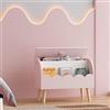 [en.casa] Contenitore Porta Giochi per Cameretta Baule Portagiocattoli per Bambini Mobiletto con Vano Scomparto Chiuso e Aperto Mobiletto - Rosa/Bianco