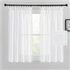 PONY DANCE Tende Camera da letto Moderne per Finestra Piccole Semitrasparenti Tende Corte Cucina con Fettuccia Curtains Bianche Soggiorno 2 Pezzi L 140 x A 145 CM