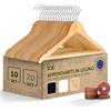 Blumtal Set di 10 Grucce in Legno Naturale - Gancio Rotante a 360° in Metallo, Protezione Antitarme in Legno di Cedro, Rivestimento Antiscivolo e Intagli per Spalle