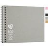Vienrose DIY Scrapbook Album 20,5x28 cm Copertina Rigida Carta Kraft Scrap Book Album Fotografico con 50 Fogli (100 Pagine) Bianche per Matrimonio Baby Shower Famiglia Anniversario, Grigio Chiaro