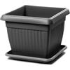 IMJ-Global Vaso Fioriera con Sottovaso per piante Fiori TERRA DKWT37-PKWT34 H30 da interno esterno Quadrato Nero 25,2 Litri 37x37x30 cm design Classico in plastica da balcone Grigio Antracite